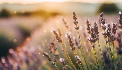 lavender flowers at sunset in provence france macro image beautiful summer nature background