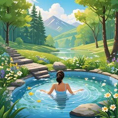  illustrate various self care activities like taking a bath going for a walk in nature