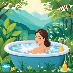  illustrate various self care activities like taking a bath going for a walk in nature