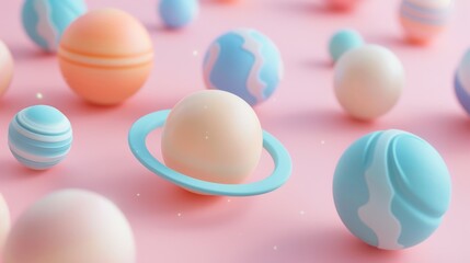 Fototapeta premium 3D clay cartoon of planets