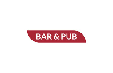 Bar & pub red ribbon label banner. Open available now sign or Bar & pub tag.