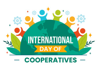 International Day of Cooperatives Vector Illustration on 6 July with People to the Complementary Goals of the United Nations in Flat Background