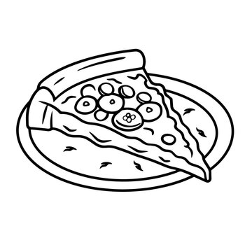 recommend clip art: Tasty pizza slice outline icon in vector format for culinary designs.
