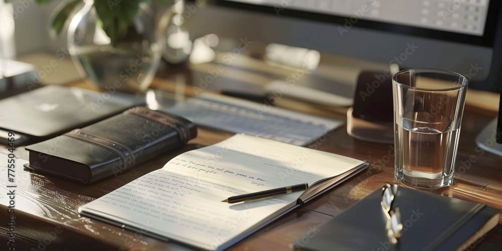 Poster digital notes app with categorized notebooks, organized knowledge, close view