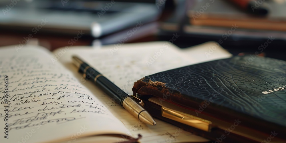 Poster digital notes app with categorized notebooks, organized knowledge, close view