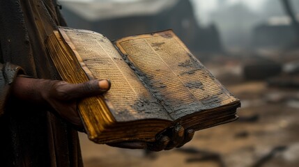 "Children's hands together, holding a Quran passed down through generations, a symbol of heritage and faith during the holy month of Ramadan. ::3 " ::1 --chaos 45 --ar 16:9 --seed 0 --quality 0.5 -