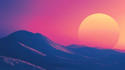 Rugzak sunrise in mountains wallpaper © duasembilan