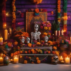 A traditional Mexican altar decorated for the Day of the Dead celebration3