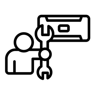repairman fixing air conditioner with wrench clip art preview