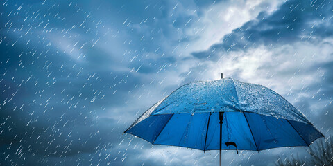 Rainy weather concept with transparent umbrella