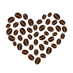 Abstract heart shape of deferent size coffee beans in trendy brown Coffee Day greetings design idea