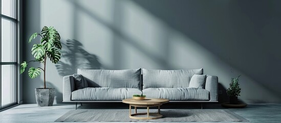 Minimalist Living Room Wall Mockup with Sofa