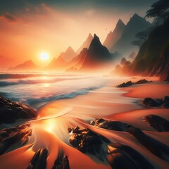 Sunset at mystic shore