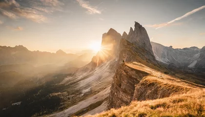 Photo sur Plexiglas Dolomites sunrise in the italian dolomites seceda