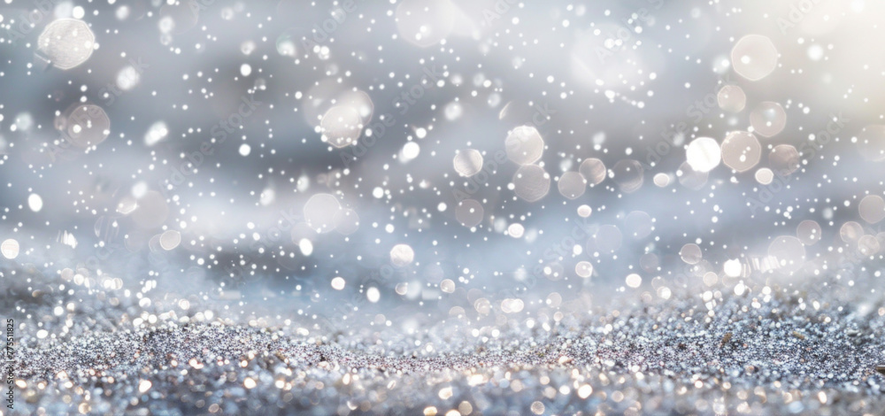 Aufkleber a blurred view of a ground covered with snow, creating a dreamy and abstract scene
