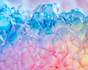 Vivid colors blending together in a close-up of bubble soap, super realistic