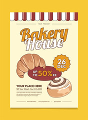 Retro Bakery Promotion Poster Design. Suitable For Promotion Poster
