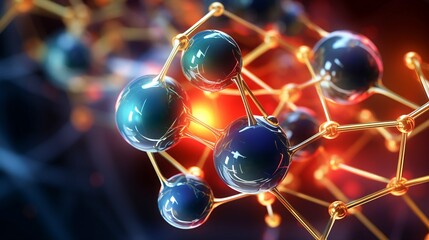 Interconnected network of atoms and molecules symbolizing global communication