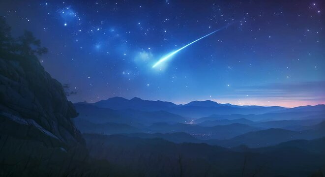 Comet collision course with Earth, visible in night sky