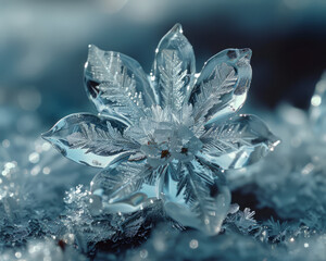 Close-Up Beauty of a Snowflakes