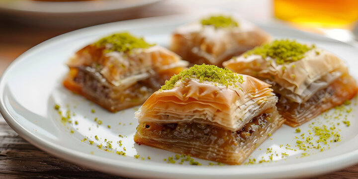 Turkish Ramadan Dessert Baklava Isolated Background

