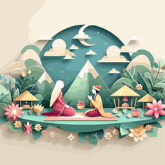 Flat Kartini day illustration in paper style