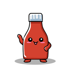 vector illustration of a cute sauce bottle in a cartoon, minimalist and flat style isolated on a white background