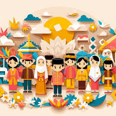 Flat Kartini day illustration in paper style