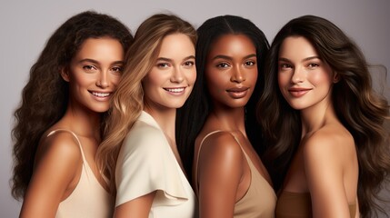 Obraz premium portrait of women happy with makeup for cosmetic skincare 