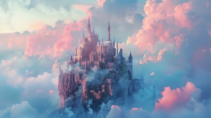 Castle in fairyland cloudy sky