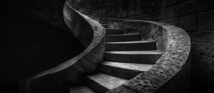 A stone staircase in a building