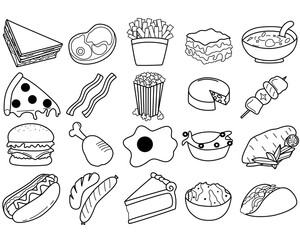 Hand drawn food ingredient doodle set. Vector illustration on white background.