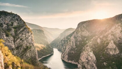 attractive spring view of popular tourist destination matka canyon wonderful morning scene of north macedonia europe traveling concept background - obrazy, fototapety, plakaty