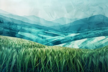 Environmental health AgriTech Tranquil blues Calming Rhythms Tranquil Abstract Geometric , - obrazy, fototapety, plakaty