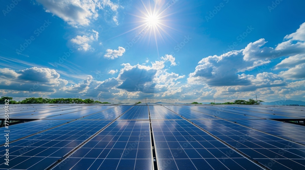 Poster a solar panel array on the rooftop of a modern building soaking up the suns rays to power the entire