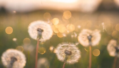 abstract blurred nature background dandelion seeds parachute bokeh pattern