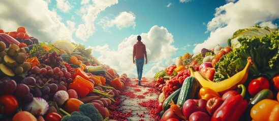 A surreal journey on a road of fruits and vegetables 🍎🥕 Exploring the wonder of nutrition and health. #NutritionAdventure