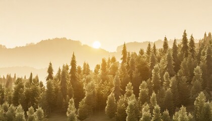 green forest isolated on background 3d rendering illustration