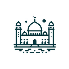 A black and white image of a mosque