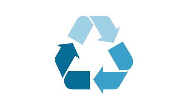 青色のリサイクルマーク・ループアニメーション（白背景）