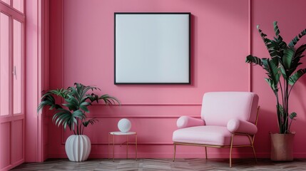 Embrace the Y2K aesthetic with this blank mockup, featuring a lifelike on-wall advertisement in soothing pastel shades.