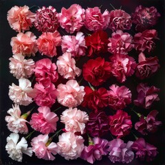 A variety of carnations in different colors 