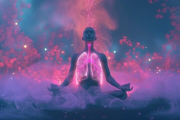 Radiant Meditation A Serene D Depiction of Holistic Lung Health and Mindfulness