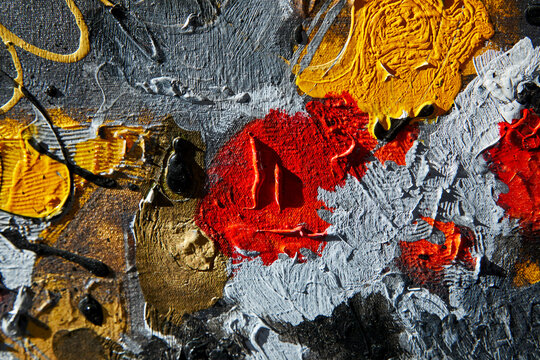 Vivid colored brush strokes in a beautiful closeup of texture paint
