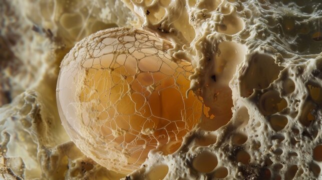 A zoomedin image of a trematode egg its jagged and uneven surface revealing the numerous layers of protective coating that help it