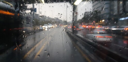 Traffic on a rainy day