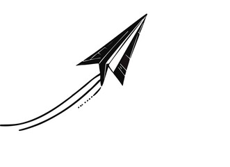 Continuous one line drawing of flying up paper plane. Creative business concept for startup and freedom and travel of craft airplane in simple linear style. Editable stroke. Doodle vector illustration