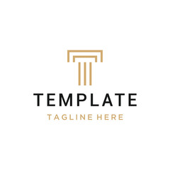 Golden Initial Letter T with Roman Pillar Column
For Building Architecture Logo design