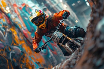 Adrenaline Fueled Spectacle of Daring BMX Bike Stunts in Vibrant Urban Arena