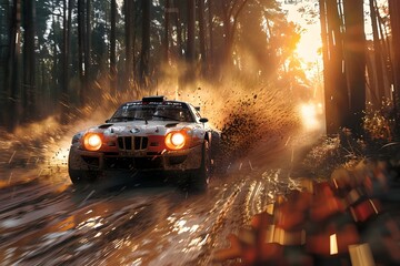 Exhilarating Rally Race Through Rugged Forest Terrain Showcases Skill and Speed of Seasoned Drivers in Intense Off Road Competition